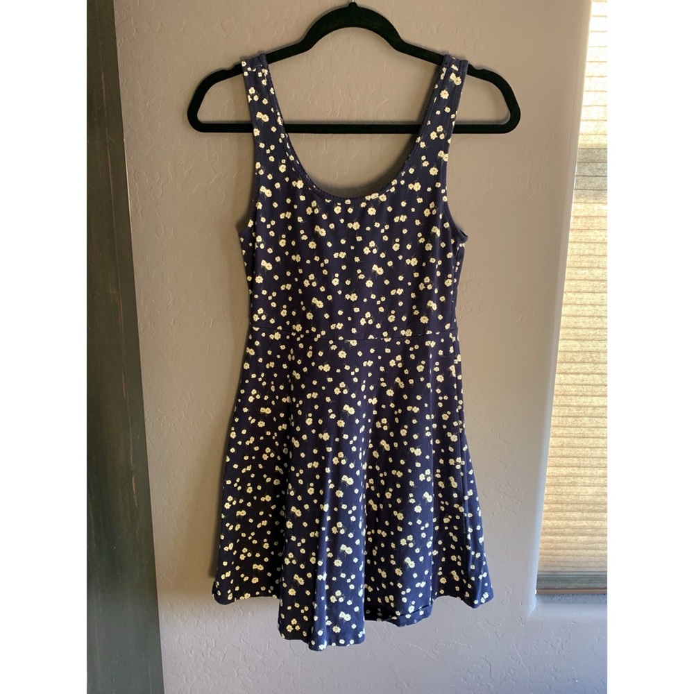 🌟 Forever 21 Blue Floral Print A-line Dress Size Small